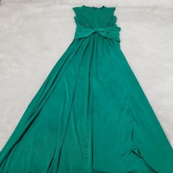 ISSA London Green Drapey Gathered Waist Sleeveless Sheath Maxi Dress 4 - Picture 9 of 9